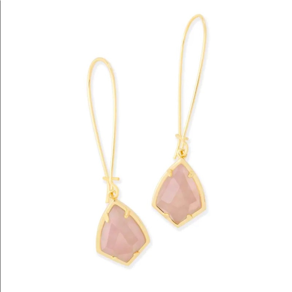 New Kendra Scott Carinne Drop Earrings Rose Quartz